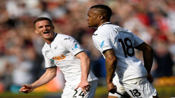 Jordan Ayew salvages Swansea a point against Everton after Kyle Naughton own goal